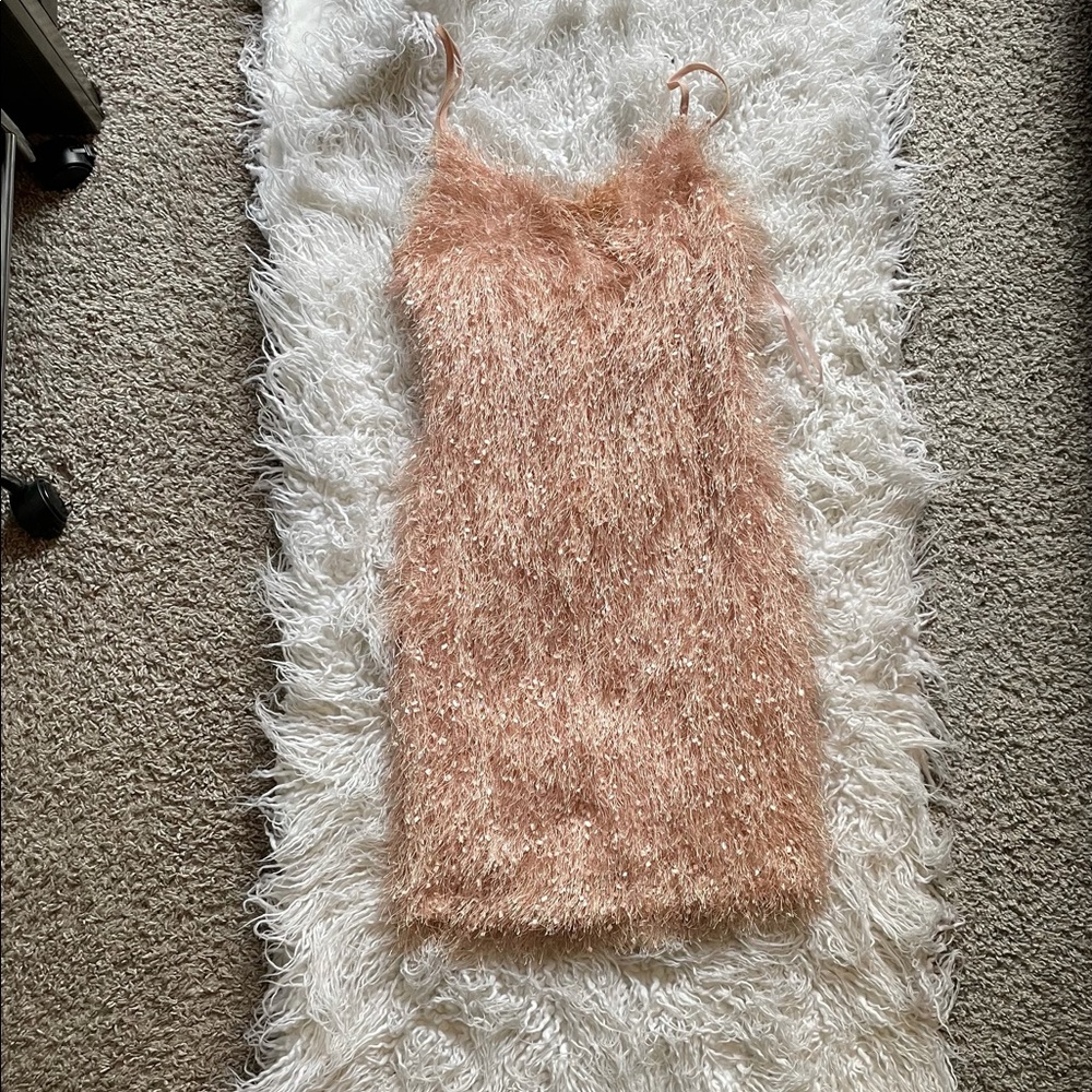 Blush Pink Fuzzy Party Dress